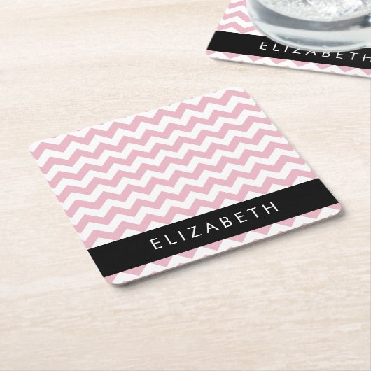 Rosa Zigzag, rosa Zickzack, Wellenmuster, Ihr Name Rechteckiger Pappuntersetzer (angewinkelt)