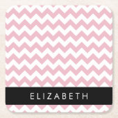 Rosa Zigzag, rosa Zickzack, Wellenmuster, Ihr Name Rechteckiger Pappuntersetzer (Vorderseite)