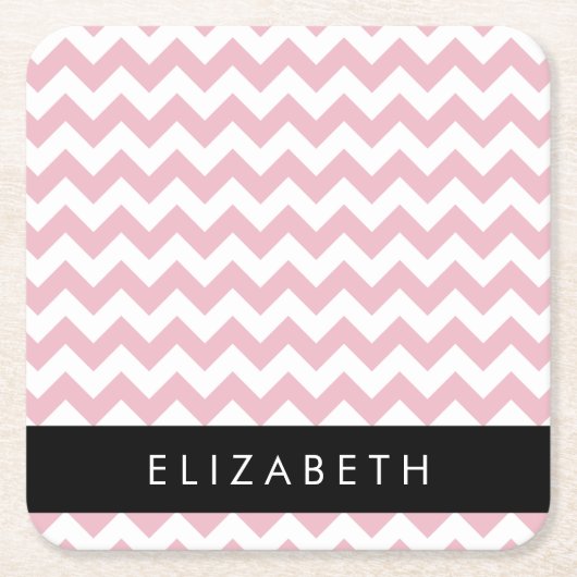 Rosa Zigzag, rosa Zickzack, Wellenmuster, Ihr Name Rechteckiger Pappuntersetzer (Vorderseite)