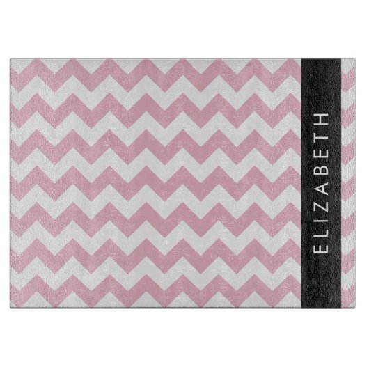 Rosa Zigzag, rosa Zickzack, Wellenmuster, Ihr Name Schneidebrett (Vorderseite)