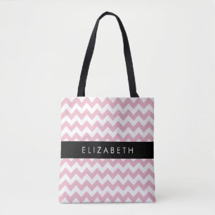 Rosa Zigzag, rosa Zickzack, Wellenmuster, Ihr Name Tasche