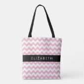 Rosa Zigzag, rosa Zickzack, Wellenmuster, Ihr Name Tasche (Rückseite)
