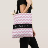 Rosa Zigzag, rosa Zickzack, Wellenmuster, Ihr Name Tasche (Von Nahem)