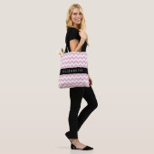 Rosa Zigzag, rosa Zickzack, Wellenmuster, Ihr Name Tasche (Am Model)