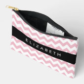 Rosa Zigzag, rosa Zickzack, Wellenmuster, Ihr Name Zubehörtasche (Offen)