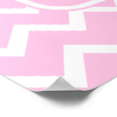 Rosa Zigzags mit benutzerdefiniertem Monogramm. Poster (Ecke)