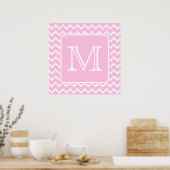 Rosa Zigzags mit benutzerdefiniertem Monogramm. Poster (Küche)