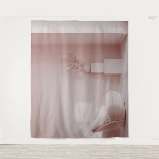 Rosa Zimmer Modernes Interieur Hintergrund Tapisse Wandteppich (Vorderseite)