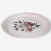 Rosa Zimt Rose Blütenhochzeit Pappteller (Schrägansicht)