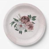 Rosa Zimt Rose Blütenhochzeit Pappteller (Vorderseite)