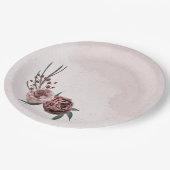 Rosa Zimt Rose Blütenhochzeit Pappteller (Schrägansicht)