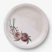 Rosa Zimt Rose Blütenhochzeit Pappteller (Vorderseite)