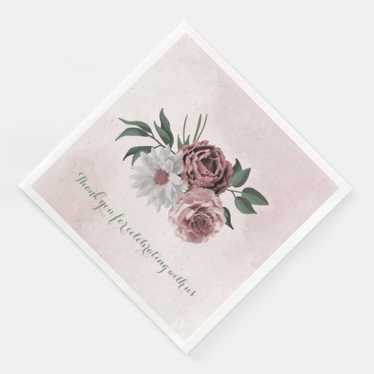 Rosa Zimt Rose Blütenhochzeit Serviette (Ecke)