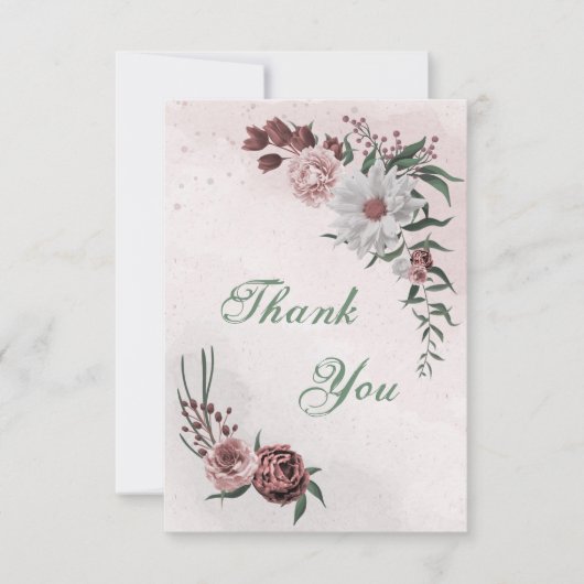 Rosa Zimt Rose Dankeskarte (Vorderseite)