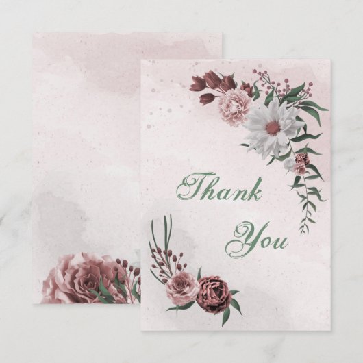 Rosa Zimt Rose Dankeskarte (Vorne/Hinten)