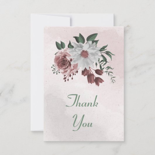 Rosa Zimt Rose Dankeskarte (Vorderseite)