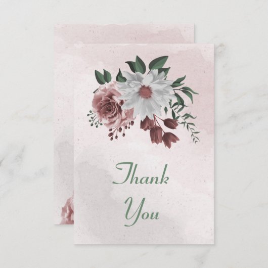 Rosa Zimt Rose Dankeskarte (Vorne/Hinten)