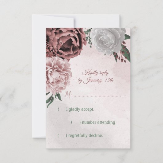 Rosa Zimt Rose RSVP Karte (Vorderseite)