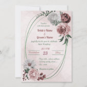 Rosa Zimt Rose Weiß Blütengeometrische Hochzeit Einladung (Vorderseite)