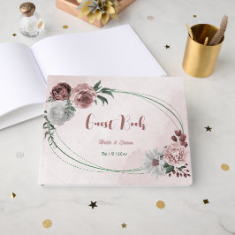 Rosa Zimt Rose Weiß Blütengeometrische Hochzeit Gästebuch