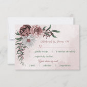 Rosa Zimt Rose Weiße Blumenmahlzeit Wahl RSVP Karte (Vorderseite)