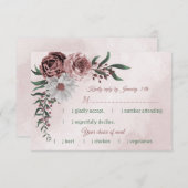 Rosa Zimt Rose Weiße Blumenmahlzeit Wahl RSVP Karte (Vorne/Hinten)