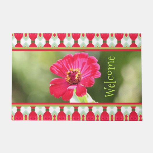 Rosa Zinnia Begrüßungstür Mat Fußmatte (Vorderseite)