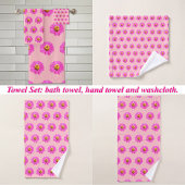 Rosa Zinnia Blume Nahtloses Muster auf Badhandtuch Set