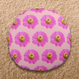Rosa Zinnia Blume Nahtloses Muster auf Rundes Kissen