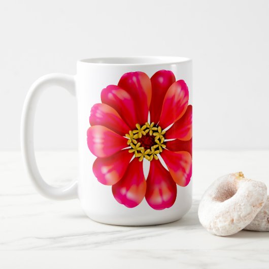 Rosa Zinnia Kaffeetasse (Mit Donut)