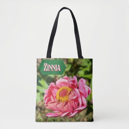 Rosa Zinnia mit gelber Mittellaufruge Tasche (Vorderseite)