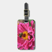 Rosa Zinnia und Hummel Gepäckanhänger (Vorderseite vertikal)