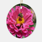 Rosa Zinnia und Hummel Keramik Ornament (Links)
