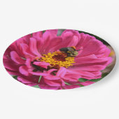 Rosa Zinnia und Hummel Pappteller (Schrägansicht)