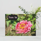 Rosa Zinnie mit gelber Mitte Dankeskarte (Stehend Vorderseite)