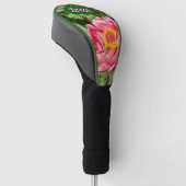 Rosa Zinnie mit gelber Mitte Golf Headcover (angewinkelt)