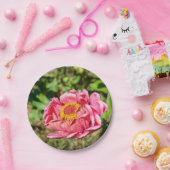 Rosa Zinnie mit gelber Mitte Pappteller (Party)