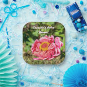 Rosa Zinnie mit gelber Mitte Pappteller (Party)