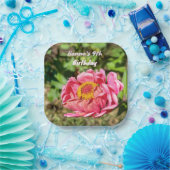 Rosa Zinnie mit gelber Mitte Pappteller (Party)