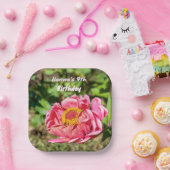 Rosa Zinnie mit gelber Mitte Pappteller (Party)