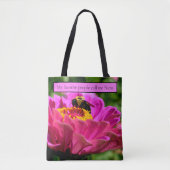 Rosa Zinnie mit Hummeln, rosa Blume, niedliche Bie Tasche (Vorderseite)