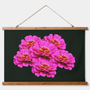 Rosa Zinnien-Blumenstrauß  Wandteppich Mit Holzrahmen