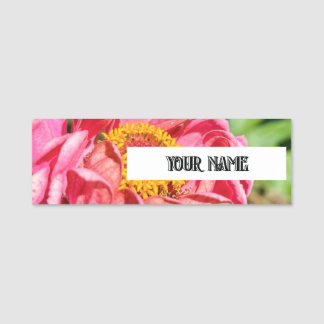 Rosa Zinnienblume Benutzerdefinierter Bildname Tit Namensschild