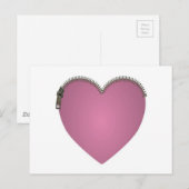 Rosa Zip Herz Postkarte (Vorne/Hinten)