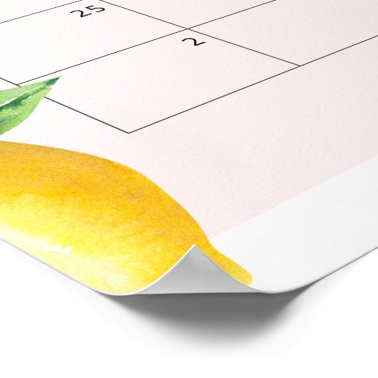 Rosa Zitrone Schätzung des Fälligkeitskalenders Poster (Ecke)