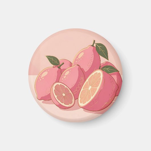 Rosa Zitronen Moderne Weibliche Zitrusfrüchte Magnet (Vorne)