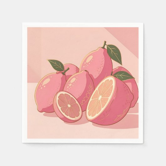 Rosa Zitronen Moderne Weibliche Zitrusfrüchte Serviette (Vorderseite)