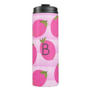 Rosa Zitronen Sommer Obst Aquarell Spaß Hell Thermosbecher