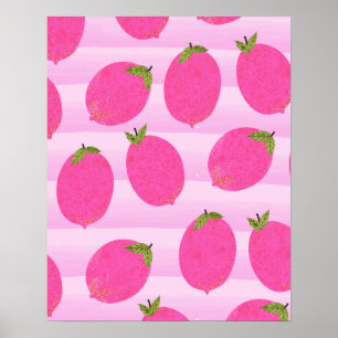 Rosa Zitronen Sommerfrucht hell Whimsical Rustikal Poster