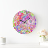 Rosa, Zitronengrün und blaue Bläschen Große Uhr (Zuhause)